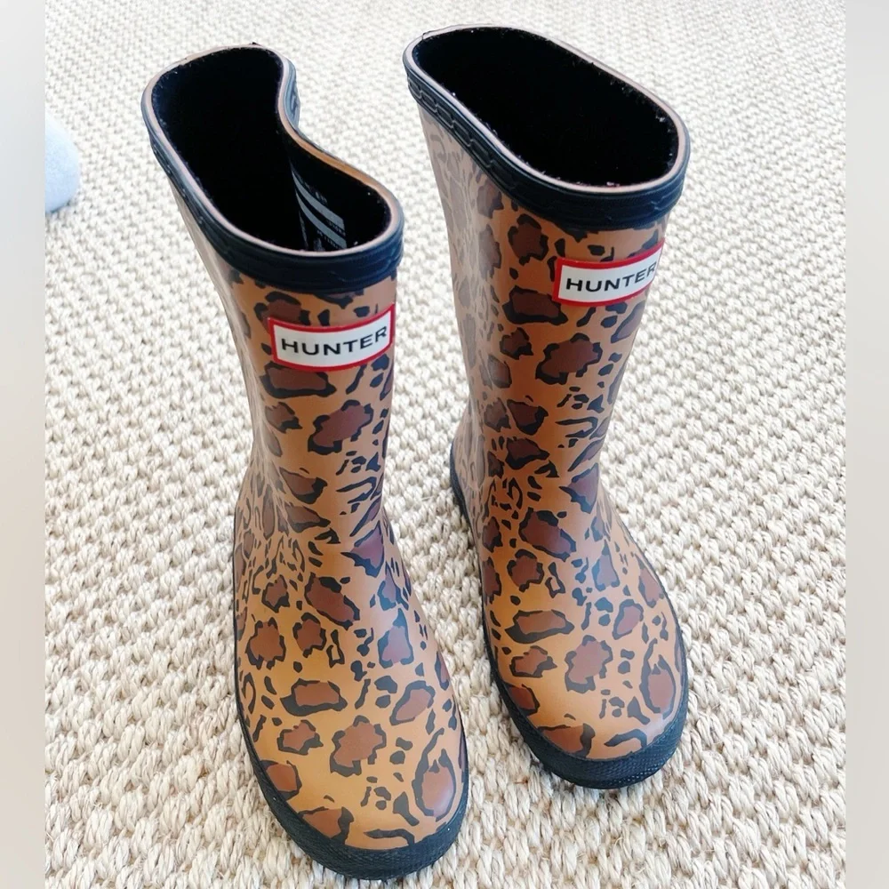 Hunter Kids Leopard-Print Rain Boots - Hunter unisex-child Original Leopard 10 - Picture 2 of 7